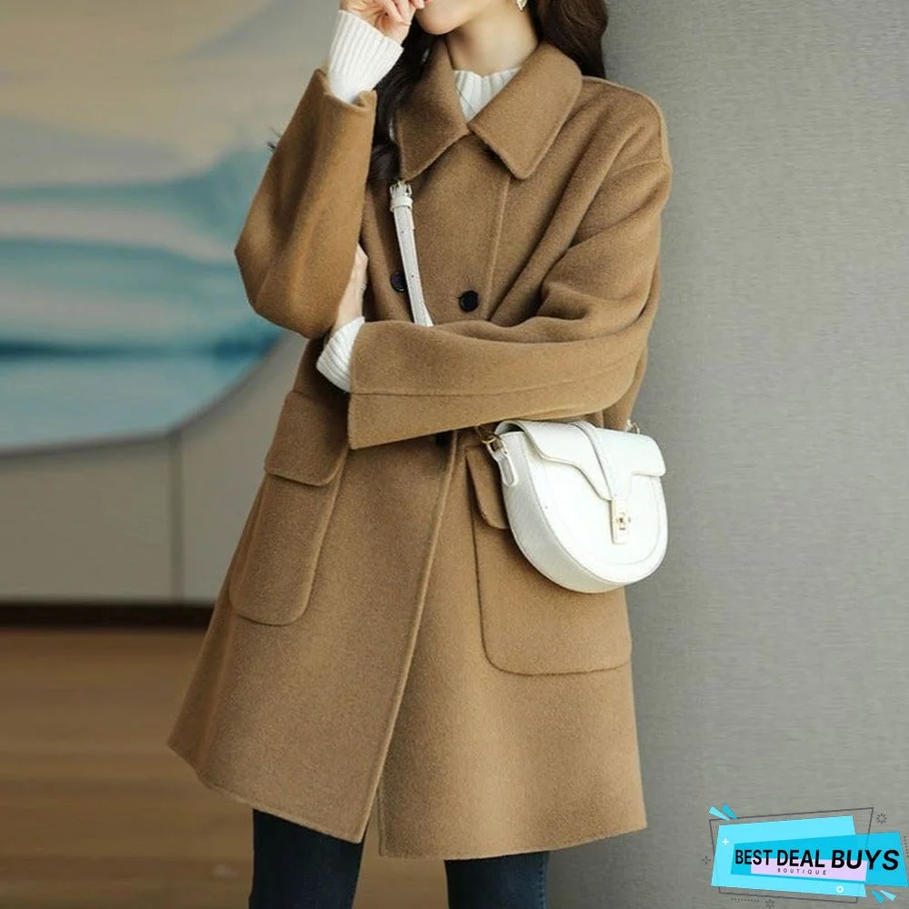 Thickened and Slim Woolen Coat In Autumn and Winter