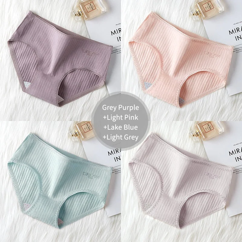 4Pcs Underwear Women Cotton Panties Sexy Brief Lace Underpants Cute Briefs Girls Ladies Lingerie Erotic Knickers Female 2021