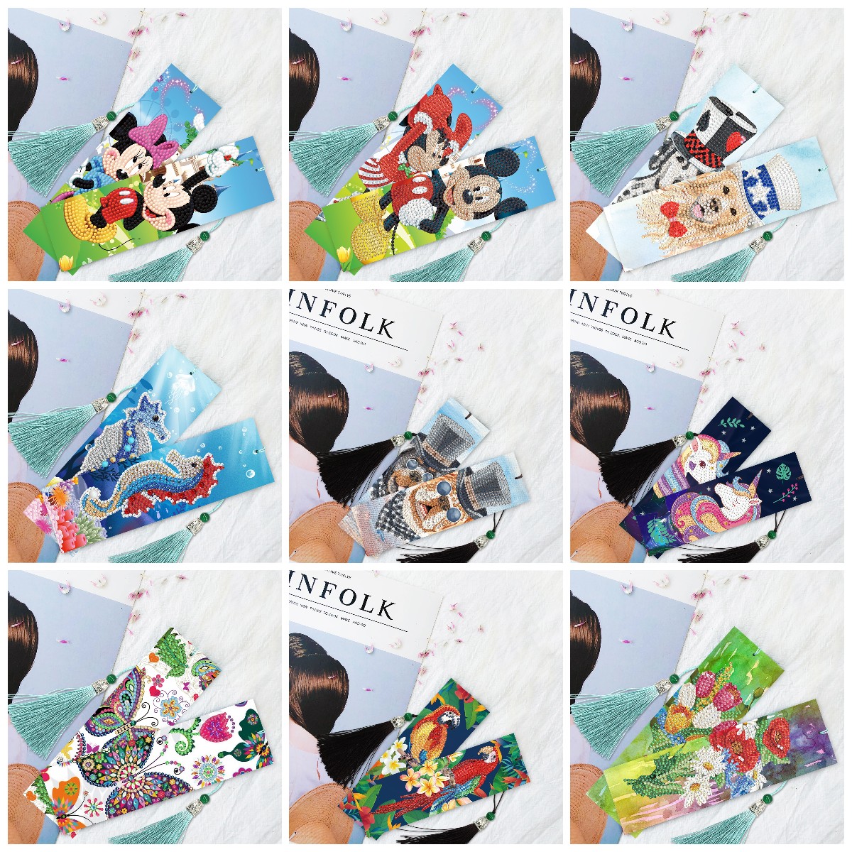 

2pcs Cartoon - 5D DIY Craft Bookmark, 04, 501 Original