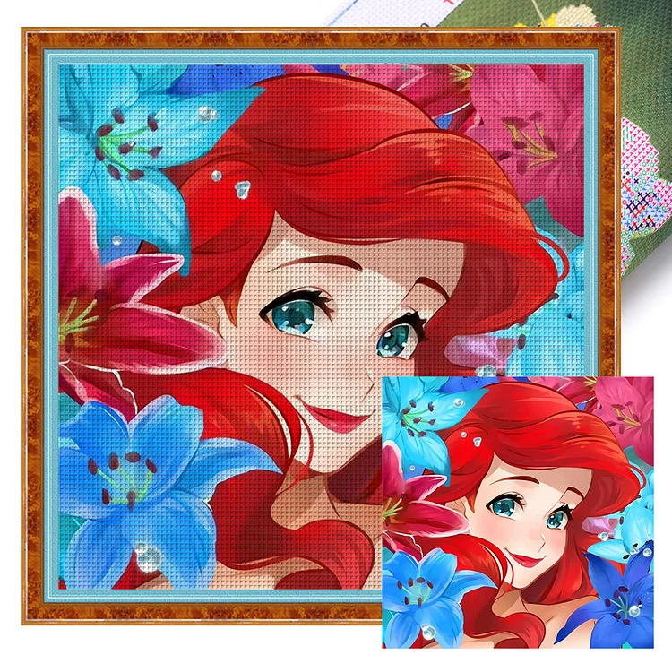 Disney - Mermaid Princess Ariel 11CT Stamped Cross Stitch 50*50CM
