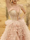Off-The-Shoulder Beaded Decorate Split-Joint Bandeau Evening Maxi Dress