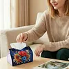Diamond Painting Red Roses PU Leather Tissue Box for Napkin Holder