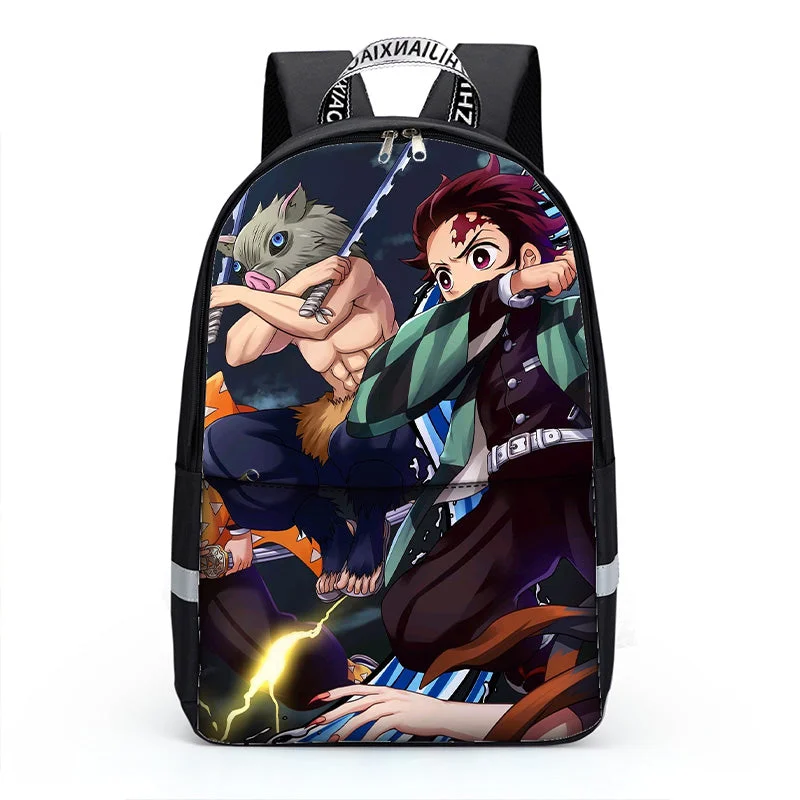 Buzzdaisy Demon Slayer Casual Stylish Backpacks for Kids Boy Girls Lightweight Bookbags Three-piece Set