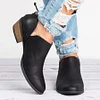Plain  Chunky  Low Heeled  Point Toe  Casual Ankle Boots