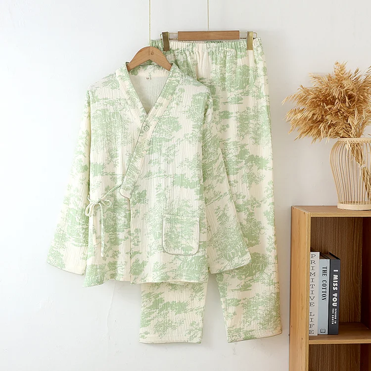 Refresh Cotton Gauze Kimono Pajama Set Radinnoo.com