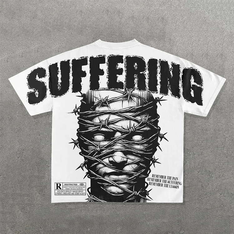 Suffering Print Short Sleeve T-Shirt