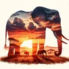 Diamond Painting -DIY Round Partial AB Drill Elephant Silhouette(45x45cm)