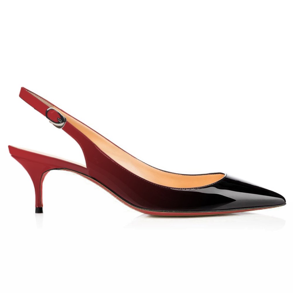 Women's Pointed Toe Slingback Shoes Kitten Heel Pumps Comfortable Dress Gradient Shoes-vocosishoes