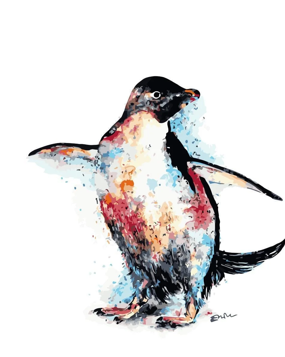 Animal Penguin Paint By Numbers Kits UK For Adult HQD1239
