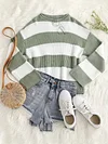 Elegant Women's Color Block Crew Neck Long Sleeve Sweater for Fall & Winter, Drop Shoulder Design