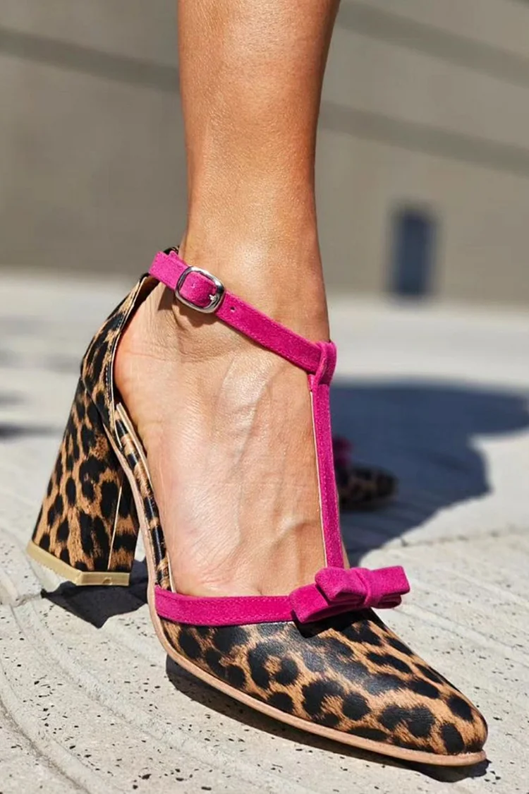 Leopard print chunky heels hotsell