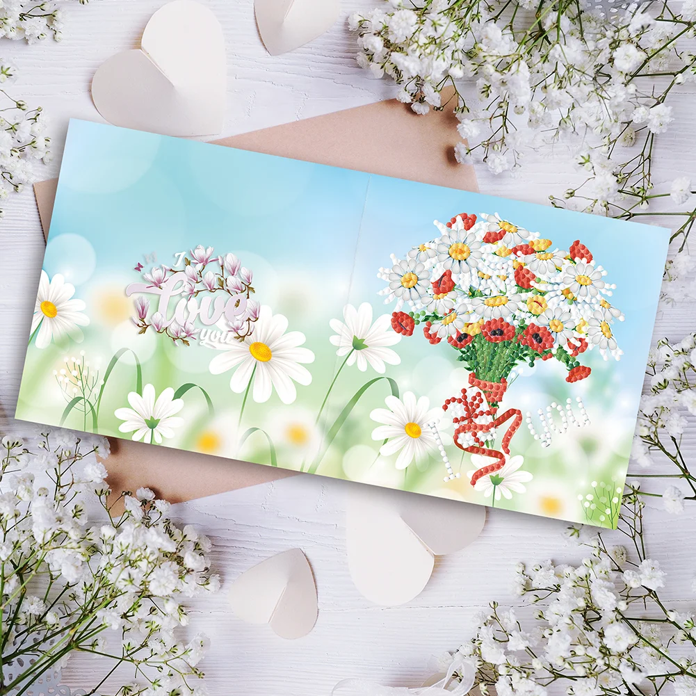 8pcs Diamond Painting Greeting Thanks Cards Special Shaped Drill(15*15cm)