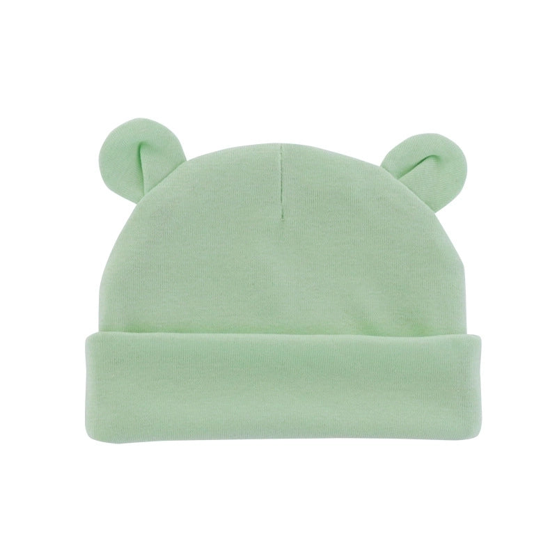 New Infant Fetal Cap Newborn Head Cap Solid Color Ear Hat Boys And Girls Baby Hat A54