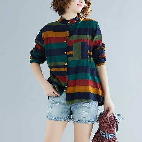 omychic cotton autumn vintage korean style plus size Casual loose shirt women blouse 2020 clothes ladies tops streetwear