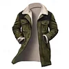 Men's Winter Jacket Fleece Jacket Casual Jacket Vacation Daily Thermal Warm Pocket Fleece Fall Winter Color Block Fashion Streetwear Lapel Long Brown Army Green Dark Blue Grey Jacket