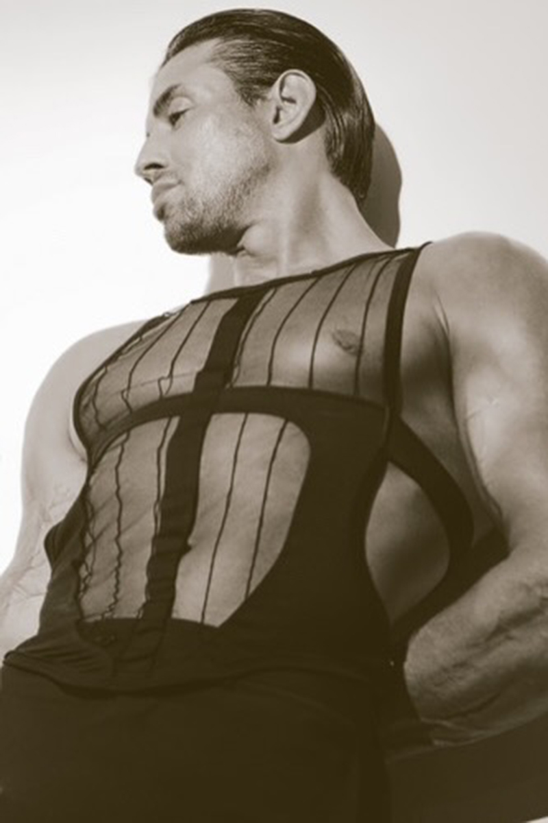 Ciciful Men's See-Through Mesh Patchwork Cut Out Tank Top