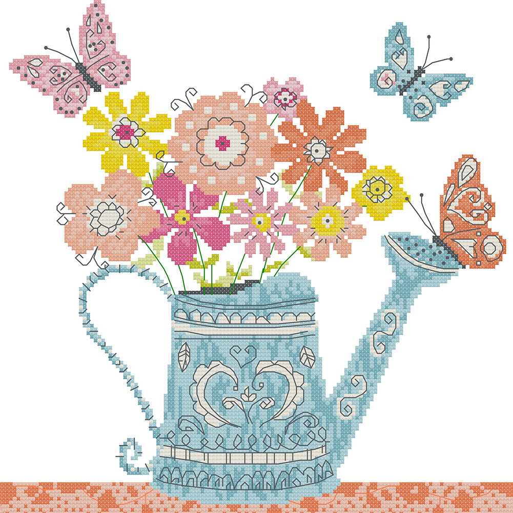 

32*33CM - 14CT Stamped Cross Stitch-Flowers Series, 501 Original