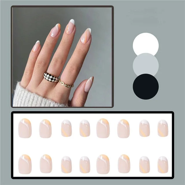 24pcs false nails matte Green Nails Patch with glue Removable Long Paragraph Fashion Manicure press on Nail tips free shipping-Nail Inspo