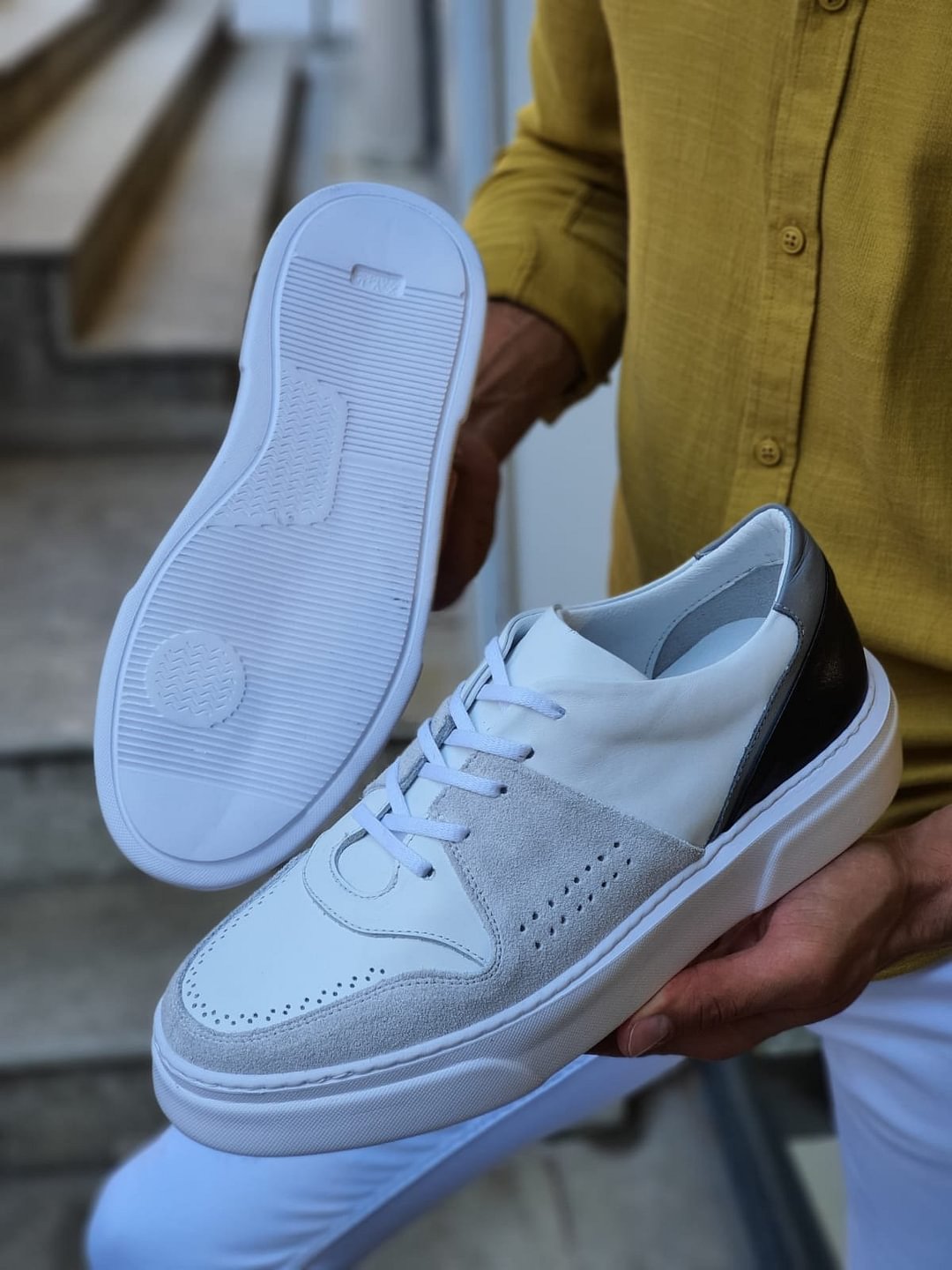 pex white leather shoes