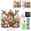 (US Local)Acrylic Special Shape Flower Bird Diamond Painting Clock Ornaments Kit