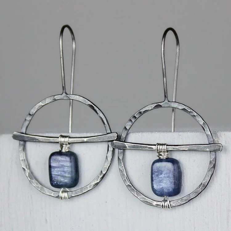 Vintage handmade silk-wound natural lapis lazuli earrings