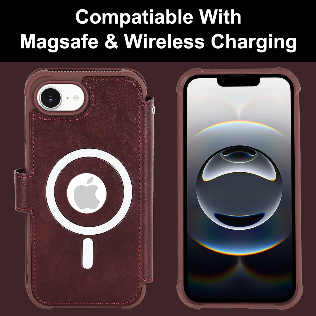 VANAVAGY Compatible for iPhone 16e Wallet Case for Magsafe Wireless Charging