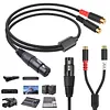 3 Pin XLR Female To RCA Female Y Splitter Audio Interconnect Cable Unbalanced Micrphone Cable Adapter Cable for Speaker & Mic