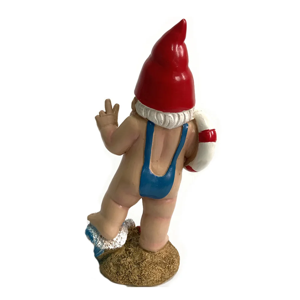 3D Swimming Dwarf Sculpture Garden Gnome Resin Doll Figurines Decoration