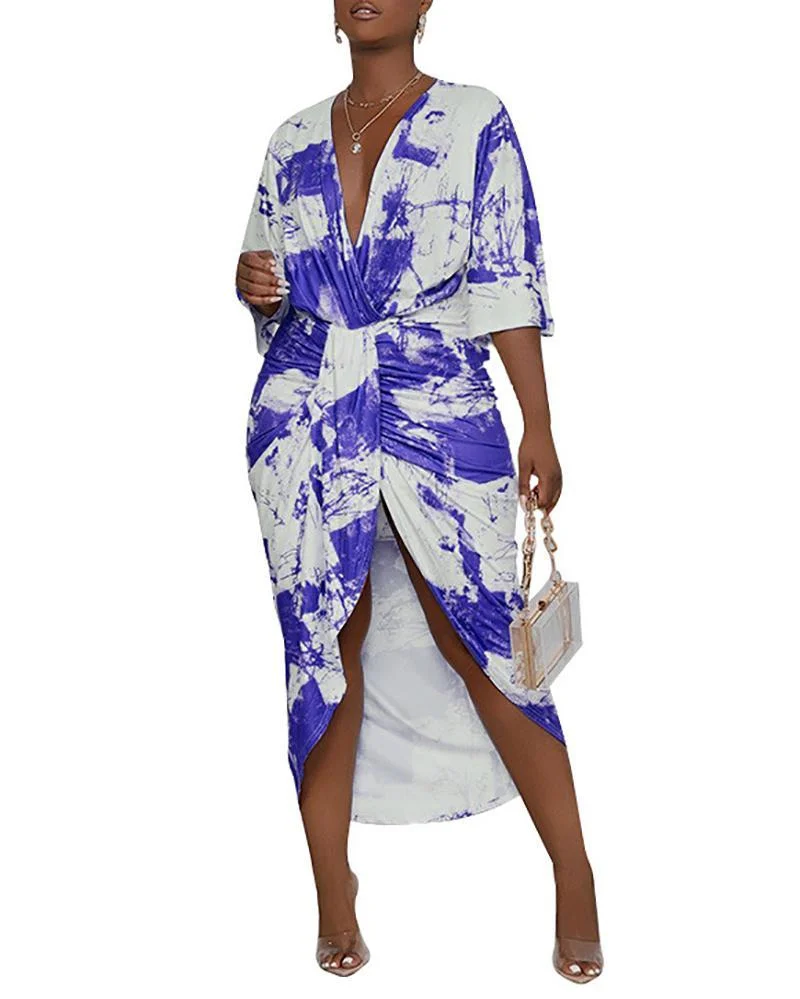 Tie-Dye Printed Irregular Dress