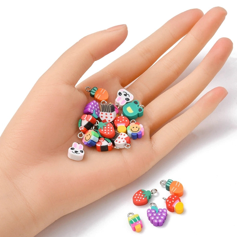 20 PCS/Package Soft Clay Animal Fruit Pendant Jewelry Accessories