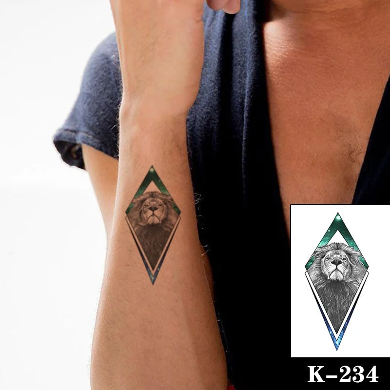 Waterproof Temporary Tattoo Sticker Black Wolf Arrow Rose Butterfly Flash Tattoos Totem Line Body Art Hand Fake Tatoos Women Men