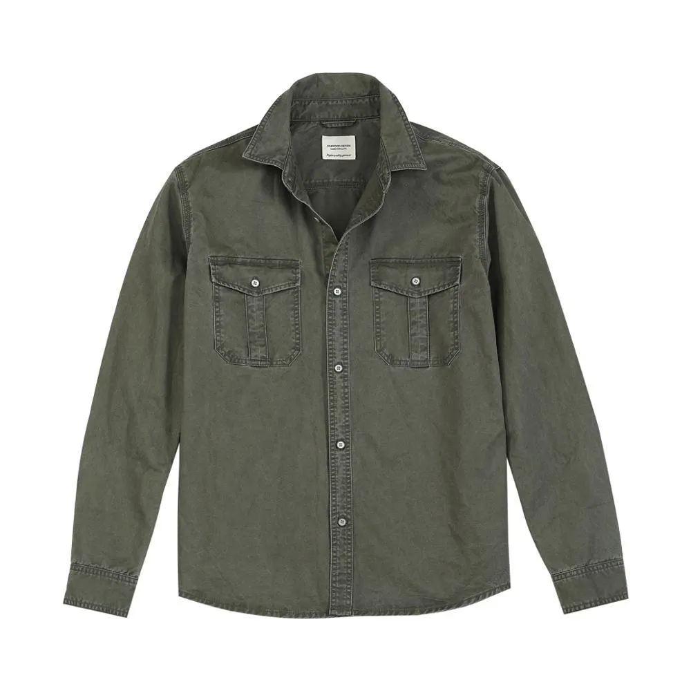 SIMWOOD 2021 Autumn 100% Cotton Vintage Overshirt Men Garment Dyed Western Style Shirts Plus Size Cargo Military Clothes