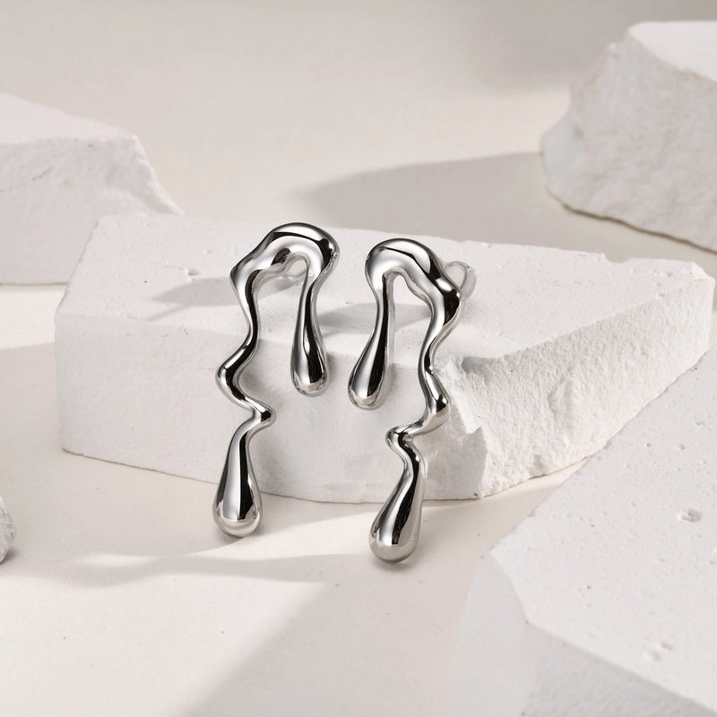 1 Pair IG Style Water Droplets 201 Stainless Steel Ear Studs