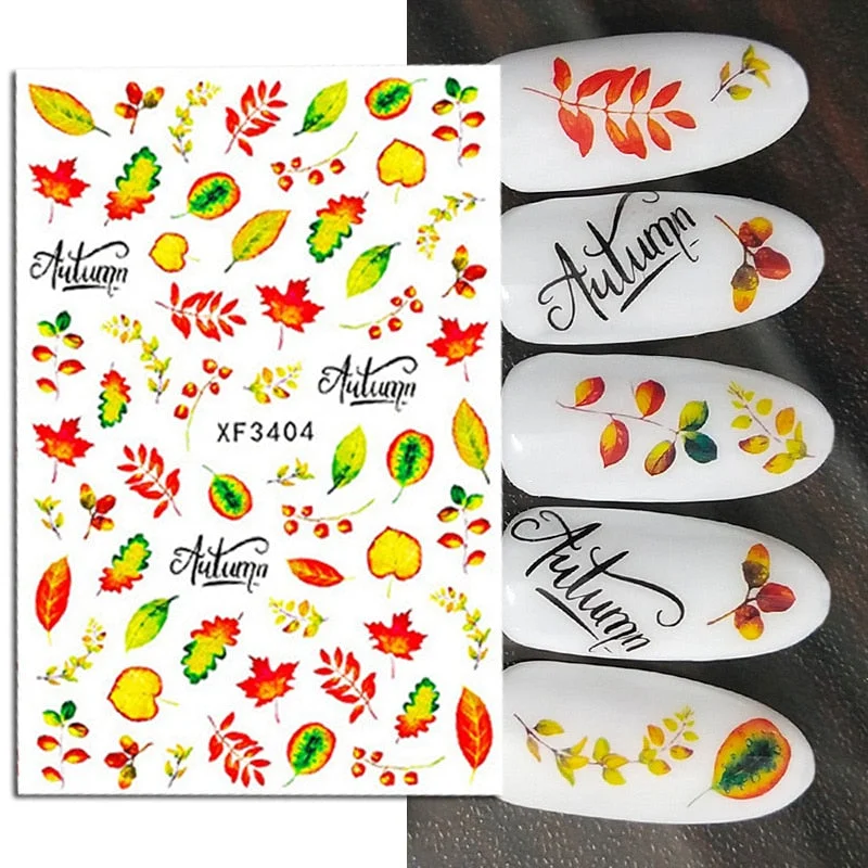 1PC 3D Nail Stickers Flowers Leaves Self-Adhesive Slider Letters Nail Art Decorations Love Heart Decals Manicure Accessories-Nail Inspo