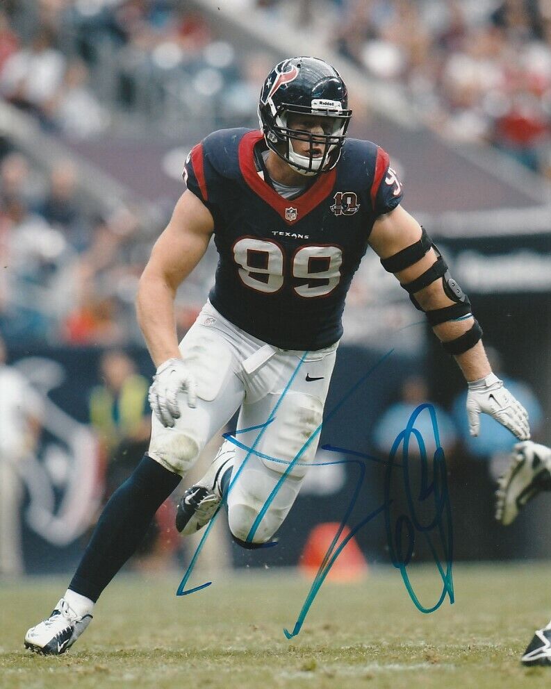 J.J. WATT SIGNED HOUSTON TEXANS FOOTBALL 8x10 Photo Poster painting #1 JJ NFL EXACT PROOF!