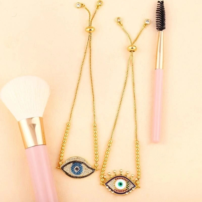 Drip Oil Color Copper Inlay Zircon Blue Eye Bracelet Nhas156964