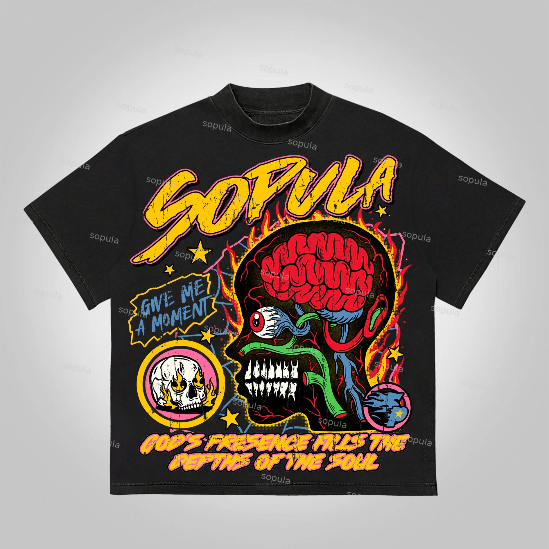 Sopula Studio Burning Soul Graphics Cotton T-Shirt - SOPULA