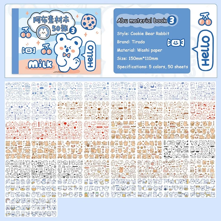 JOURNALSAY 50 Pcs Cartoon Teenage Girl Journal Material Book Washi Sticker  Cute Abu Scrapbooking