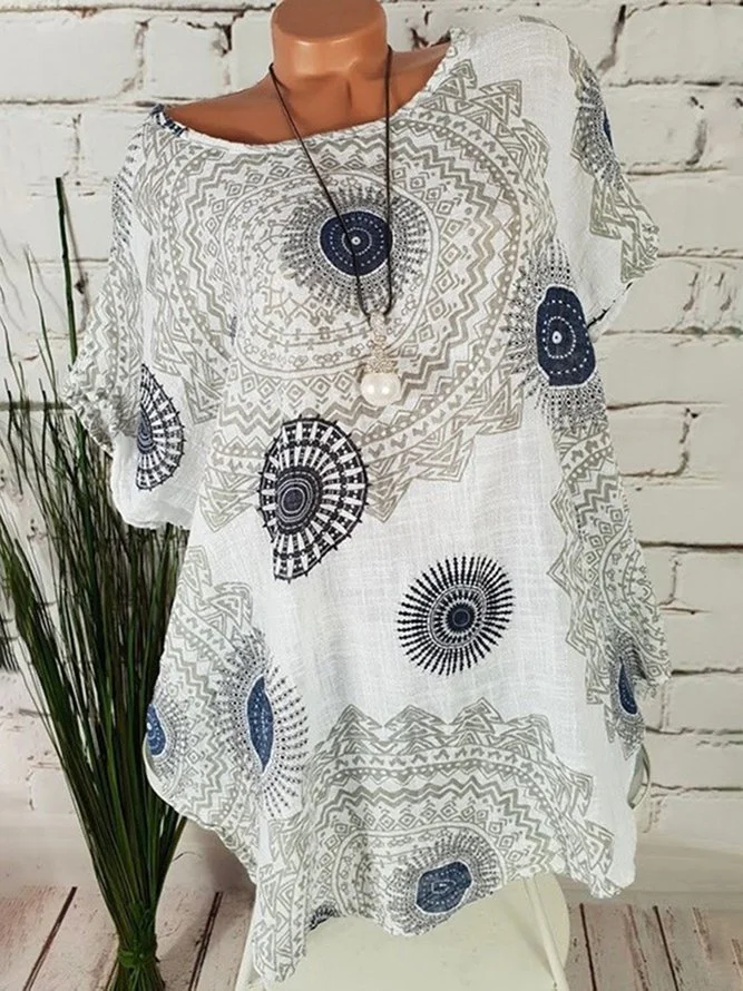 2019 Trendy Casual Batwing Printed Tops