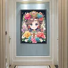 >SALE<5D DIY Full Round Drill Diamond Painting Flower and Girl Kit Home Decor 50x60cm