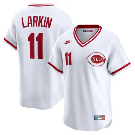 Youth Cincinnati Reds #11 Barry Larkin Nike White Throwback Cooperstown Collection Limited Jersey