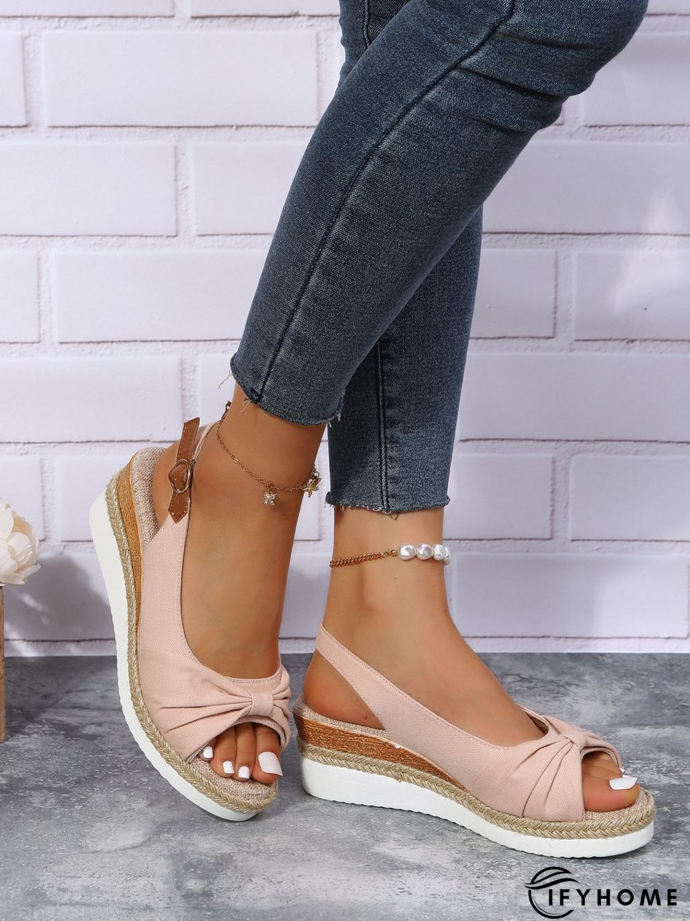 Bow Weave Fish Mouth Wedge Sandals | IFYHOME