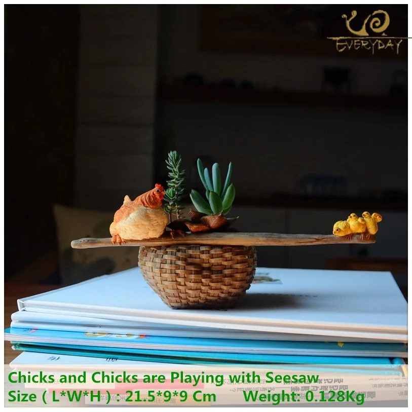 Maison et Jardin Chicken Animal Plant Pot Easter Decoration for Home Succulent Pot Balcony Flower Pots