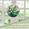 (18.5cm)DIY Acrylic Jigsaw Puzzle Window Hanging with Hanging Chain DIY Stained Glass Decoration Round Window Puzzle Decor for DIY Craft Project (Stained Glass Flower)