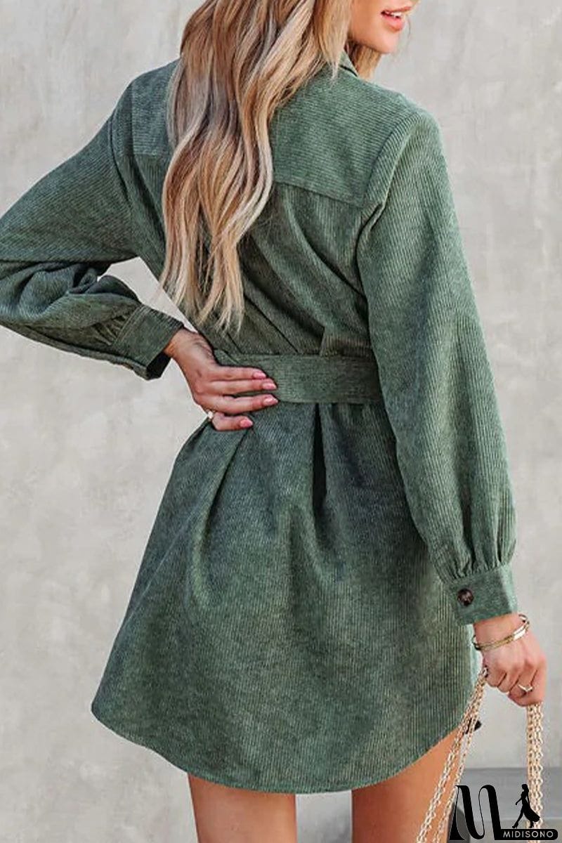 MidiSono - Sweet Elegant Pocket Frenulum Solid Color Square Collar A Line Dresses(3 Colors)