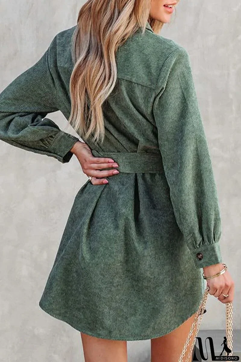 MidiSono - Sweet Elegant Pocket Frenulum Solid Color Square Collar A Line Dresses(3 Colors)