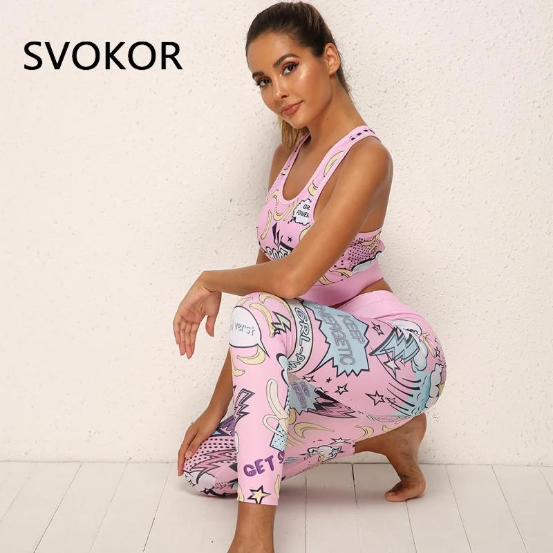 Svokor Printed Leggings Women Sport Sexy Gym Legging Fitness Leggins Push Up Mujer Elastic Pants Exercise Running