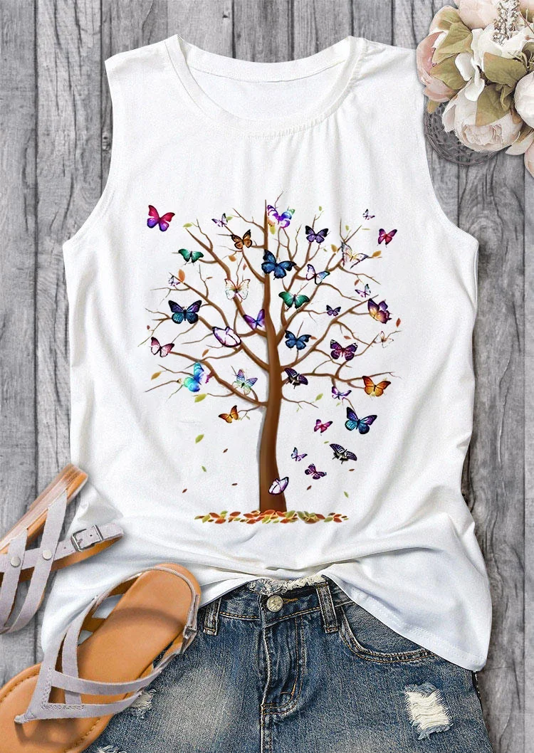 Beautiful Butterfly Tree Print Women's Vest