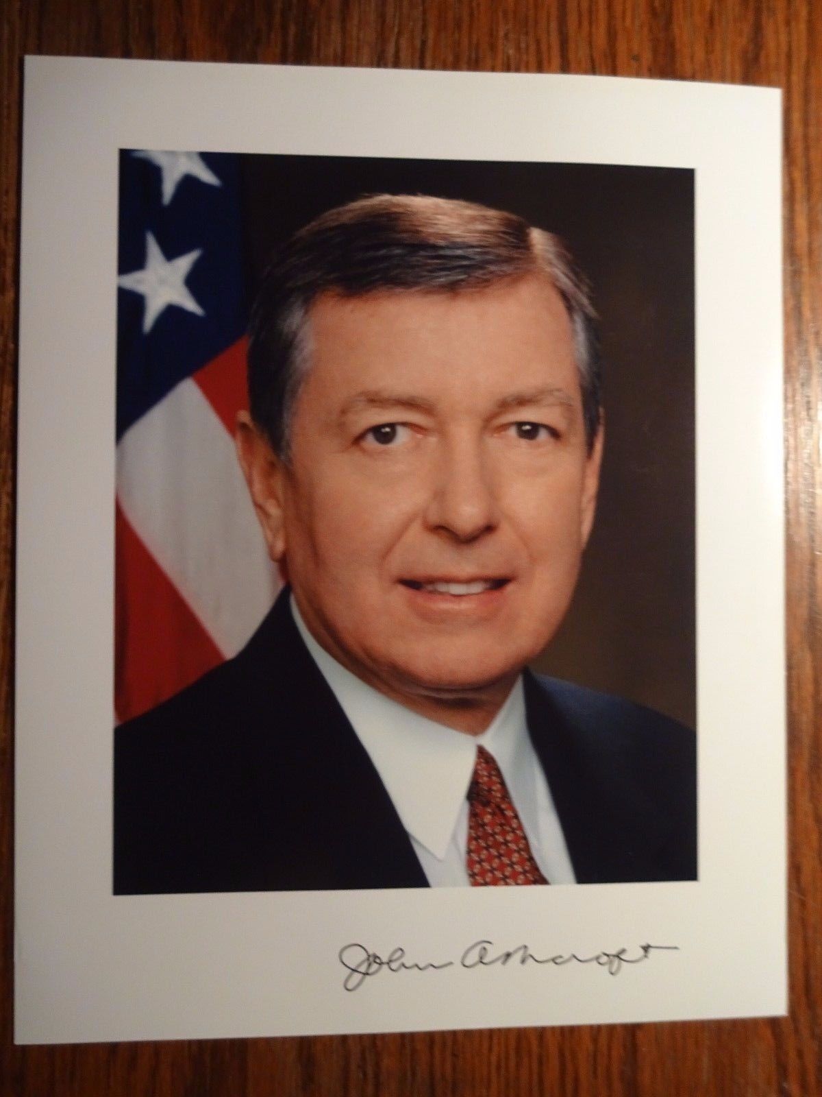 ORIGINAL, SIGNED Color John Ashcroft Publicity Photo Poster painting