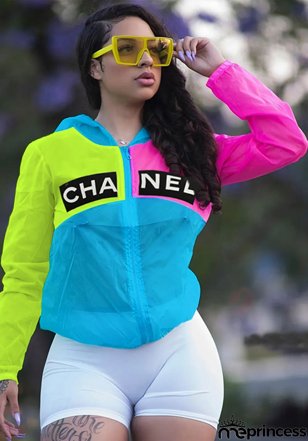 Women's fashion multi-color bright sun protection clothing Jacket